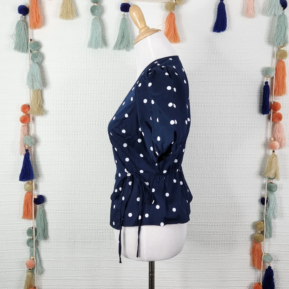 Old Navy Waist-Defined Puff-Sleeve Tie-Wrap Blouse